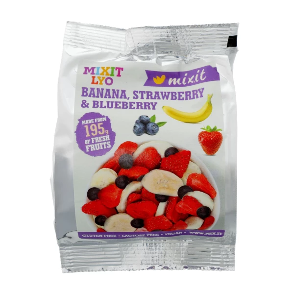 Mixit Liofilizowane Owoce Mix: Banan, Truskawka, Jagoda 23 g Mixit Liofilizowane Owoce Mix: Banan, Truskawka, Jagoda 23 g