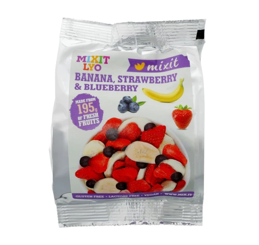 Mixit Liofilizowane Owoce Mix: Banan, Truskawka, Jagoda 23g | imag24.pl