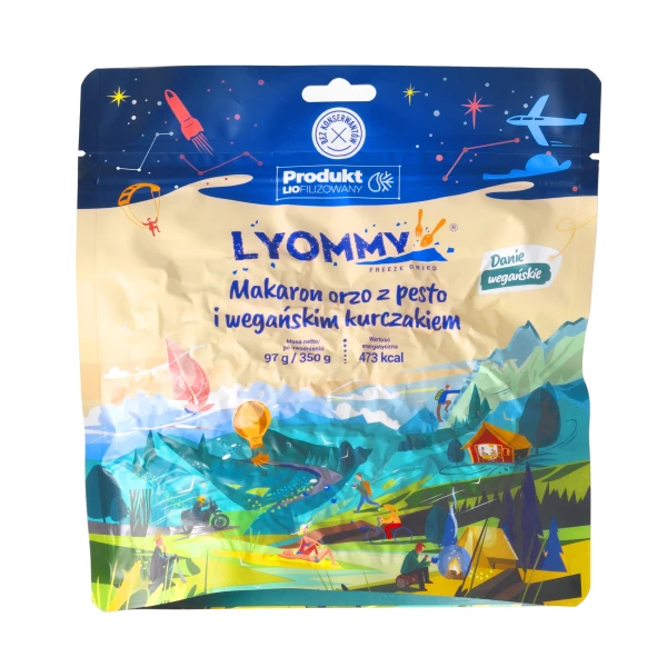 Lyommy Makaron Orzo z Pesto i Wegańskim Kurczakiem 350g Lyommy Makaron Orzo z Pesto i Wegańskim Kurczakiem 350g
