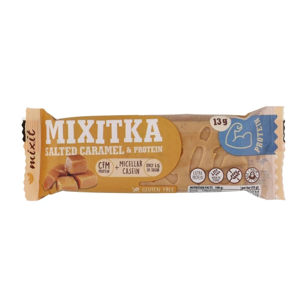Baton proteinowy Mixitka Mixit Słony Karmel Bez Glutenu 43g Baton proteinowy Mixitka Mixit Słony Karmel Bez Glutenu 43g