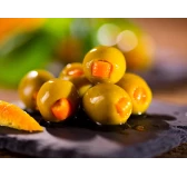 Oliwki Manzanilla nadziewane pomarańczą 300 g Kocham Oliwki Oliwki Manzanilla nadziewane pomarańczą 300 g Kocham Oliwki