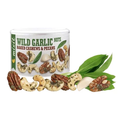 Mixit Wild Garlic Nuts 150g – Pieczone Orzechy Nerkowca i Pekan z Czosnkiem Niedźwiedzim
