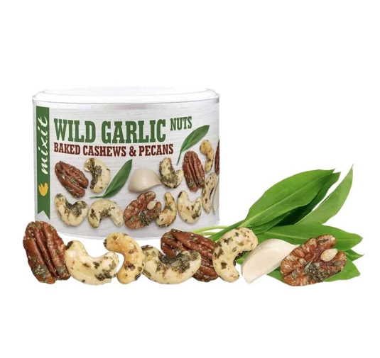 Mixit Wild Garlic Nuts 150g – Pieczone Orzechy Nerkowca i Pekan z Czosnkiem Niedźwiedzim