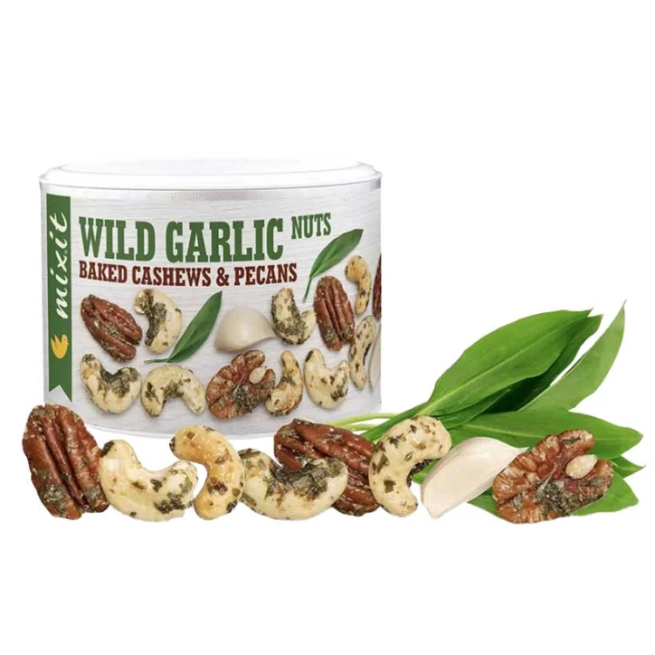 Mixit Wild Garlic Nuts 150g – Pieczone Orzechy Nerkowca i Pekan z Czosnkiem Niedźwiedzim