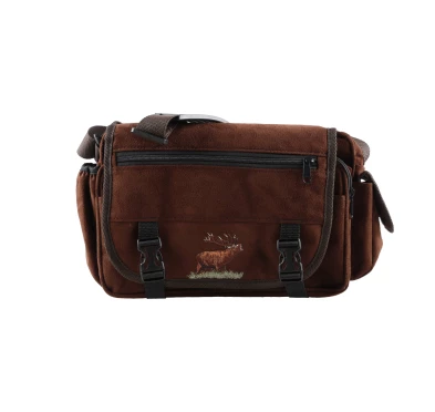 Raportówka myśliwska Forsport zamszowa - brązowy, haft jeleń ryczy w trawie