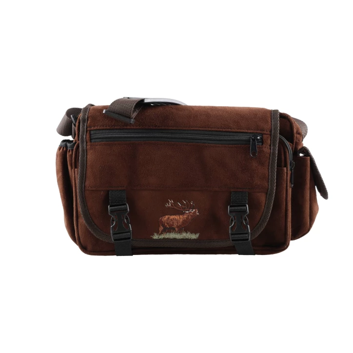 Raportówka myśliwska Forsport zamszowa - brązowy, haft jeleń ryczy w trawie