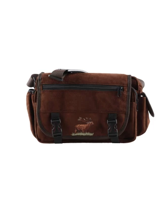 Raportówka myśliwska Forsport zamszowa - brązowy, haft jeleń ryczy w trawie