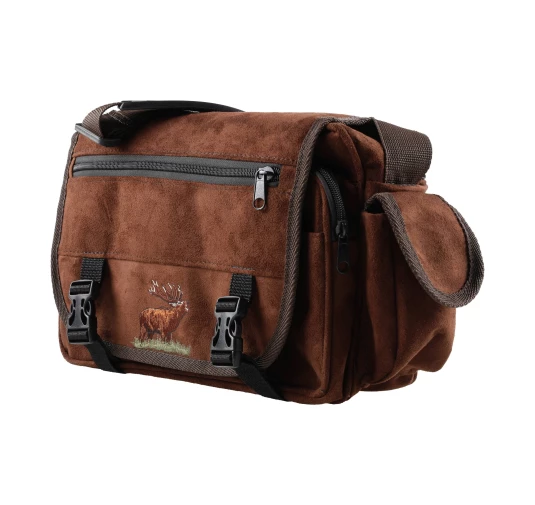 Raportówka myśliwska Forsport zamszowa - brązowy, haft jeleń ryczy w trawie