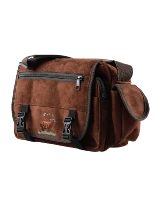 Raportówka myśliwska Forsport zamszowa - brązowy, haft jeleń ryczy w trawie