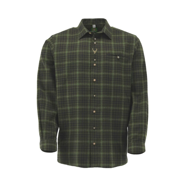 Męska koszula flanelowa OS-Trachten myśliwska - oliwkowa Męska koszula flanelowa OS-Trachten myśliwska - oliwkowa