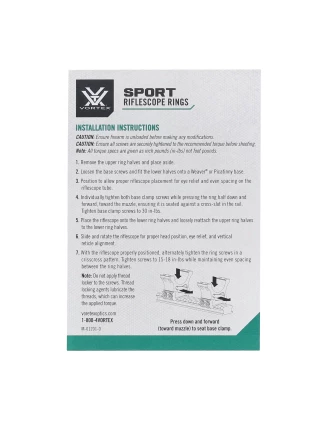 Montaż Vortex Sport Ring 30 mm – Dwuczęściowy, Wytrzymały