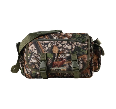 Raportówka myśliwska Forsport z siedziskiem - leśny kamuflaż, haft jeleń ryczy w trawie