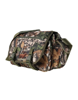 Raportówka myśliwska Forsport z siedziskiem - leśny kamuflaż, haft jeleń ryczy w trawie