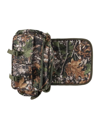 Raportówka myśliwska Forsport z siedziskiem - leśny kamuflaż, haft jeleń ryczy w trawie