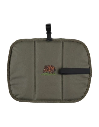 Siedzisko Forsport składane z karimatą - oliwkowy, haft dzik stoi w trawie