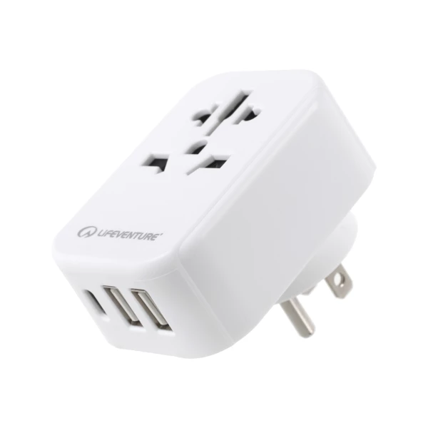 Lifeventure USA Travel Adaptor USB-A + USB-C Biały