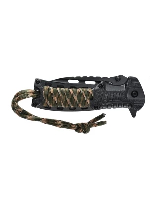 Nóż Składany Azymut Rescue Liner Lock Krzesiwo Gwizdek Paracord EDC Survival imag24.pl