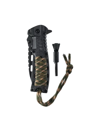 Nóż Składany Azymut Rescue Liner Lock Krzesiwo Gwizdek Paracord EDC Survival imag24.pl