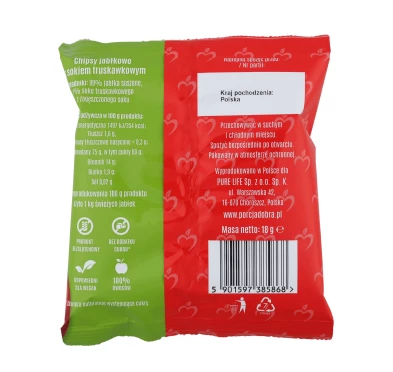 Porcja Dobra Chipsy Jabłkowe o Smaku Truskawkowym 18g