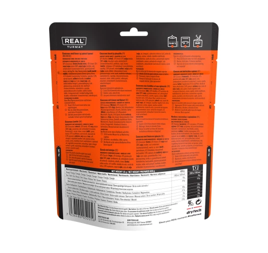 Real Turmat Kuskus z soczewicą i szpinakiem 500 g – Żywność Liofilizowana