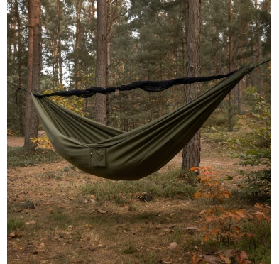 Hamak TigerWood Ważka V1 Long Double Zip z Moskitierą, Khaki