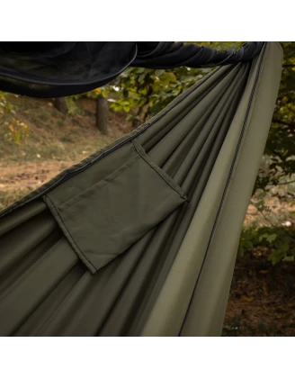 Hamak TigerWood Ważka V1 Long Double Zip z Moskitierą Khaki