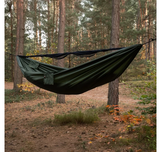 Hamak TigerWood Ważka V1 Long z moskitierą Double Zip, zielony