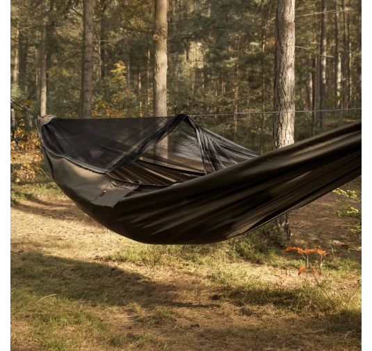 Hamak TigerWood Ważka V1 Long Pocket z Moskitierą, Khaki