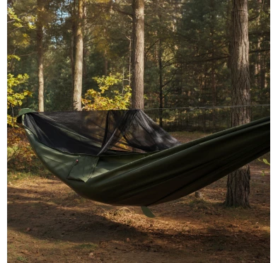 Hamak TigerWood Ważka V1 Long Pocket z Moskitierą, Zielony