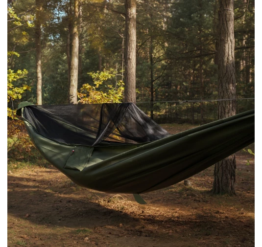 Hamak TigerWood Ważka V1 Long Pocket z Moskitierą, Zielony