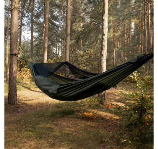 Hamak TigerWood Ważka V2 Long Pocket z moskitierą, zielony