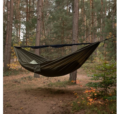 Hamak TigerWood Ważka V2 Double Zip z odpinaną moskitierą, Khaki