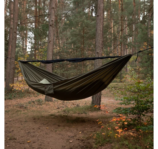 Hamak TigerWood Ważka V2 Double Zip z odpinaną moskitierą, Khaki