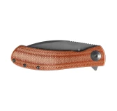 Nóż składany Trollsky Knives Mandu EVO Grey Stonewashed 14C28N Brown Micarta