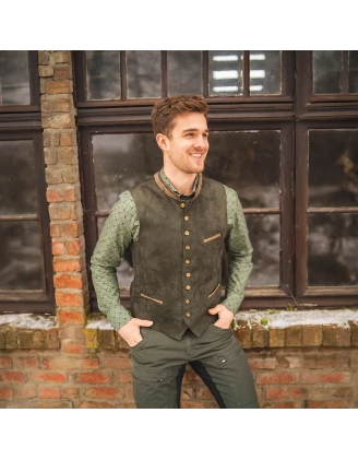 Kamizelka myśliwska męska OS-Trachten ciemnozielona 100% poliester imag24.pl