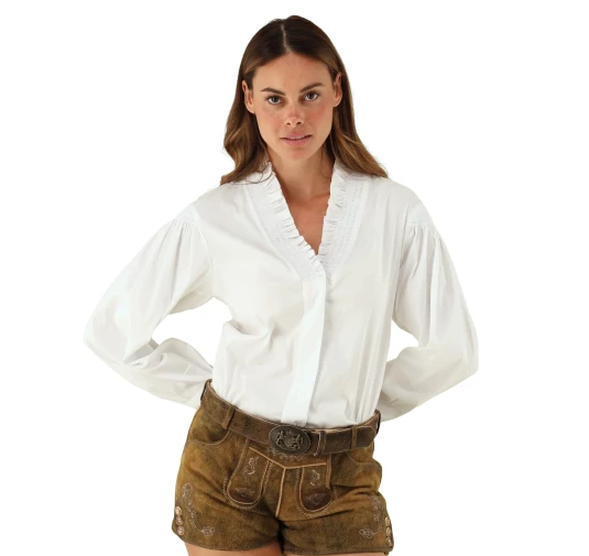 Koszula damska Gipfelstürmer biała z długim rękawem i wysokim kołnierzem | imag24.pl