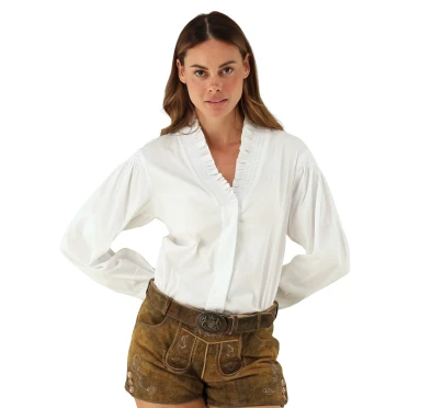 Koszula damska Gipfelstürmer z dekoltem biała całoroczna | imag24.pl