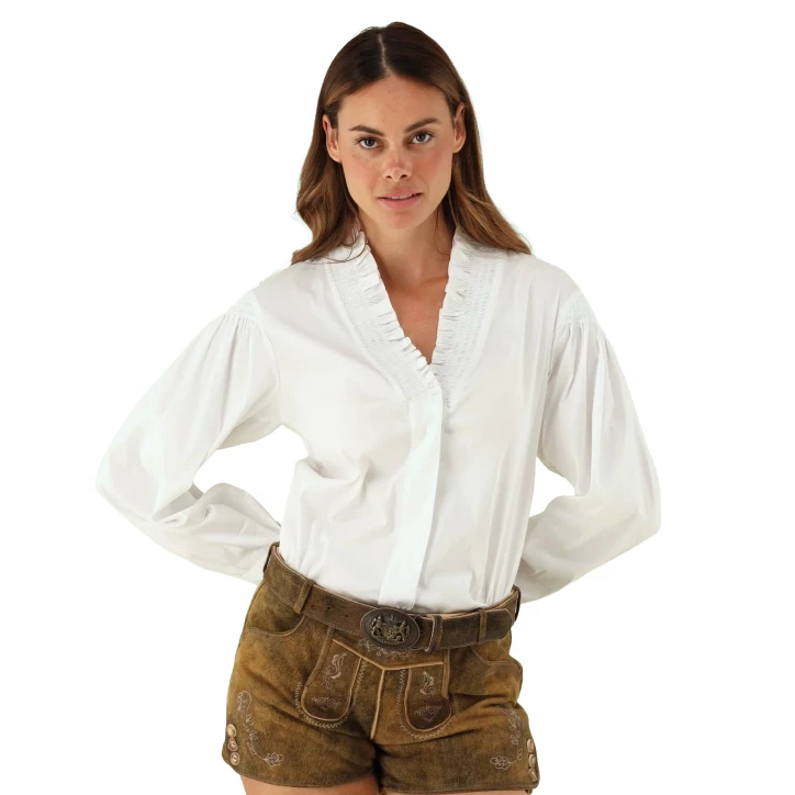 Koszula damska Gipfelstürmer z dekoltem biała całoroczna | imag24.pl