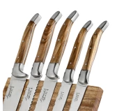 Komplet noży kuchennych Laguiole Style de Vie Luxury Line Olive Wood z blokiem magnetycznym