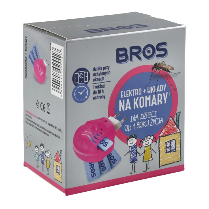 BROS Elektrofumigator na Komary dla Dzieci + 10 Wkładów