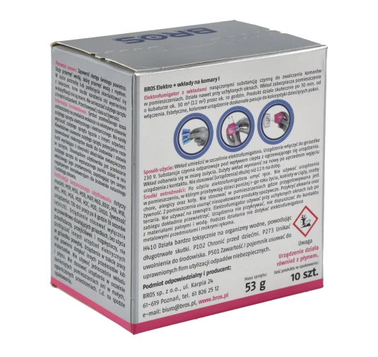 BROS Elektrofumigator na Komary dla Dzieci z 10 Wkładami