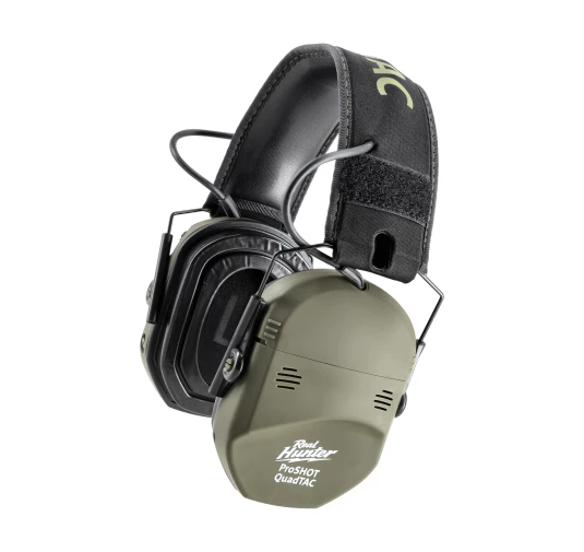 RealHunter Active ProSHOT QuadTAC - Ochronniki Słuchu Aktywne SNR 27 dB, Oliwkowe