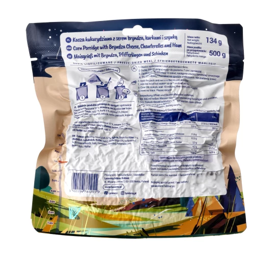 Lyommy Kasza Kukurydziana z Bryndzą, Kurkami i Szynką - Liofilizat 134g (500g po przygotowaniu)