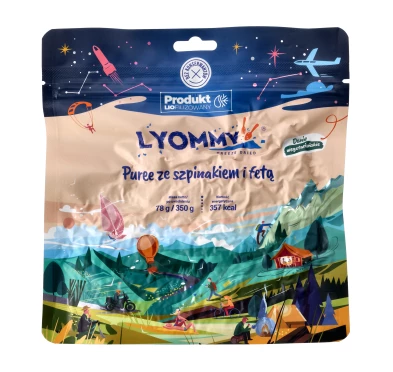 Lyommy Puree ze Szpinakiem i Fetą 350g – Liofilizat Turystyczny | imag24.pl