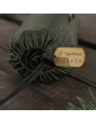 Tarp TigerWood T2 3x3 Oliwkowo-Czarny – Płachta Biwakowa | imag24.pl