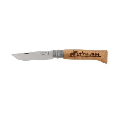 Nóż składany Opinel 8 Inox Dąb Animal Łoś - imag24.pl