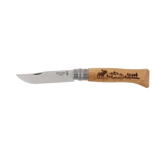 Nóż składany Opinel 8 Inox Dąb Animal Łoś - imag24.pl