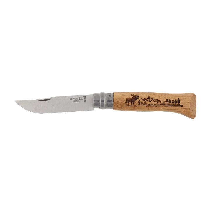 Nóż składany Opinel 8 Inox Dąb Animal Łoś - imag24.pl