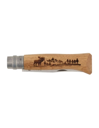 Nóż składany Opinel 8 Inox Dąb Animal Łoś - imag24.pl