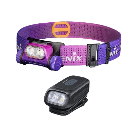 Zestaw latarek Fenix HM65R-T V2.0 nebula i E04R czarna
